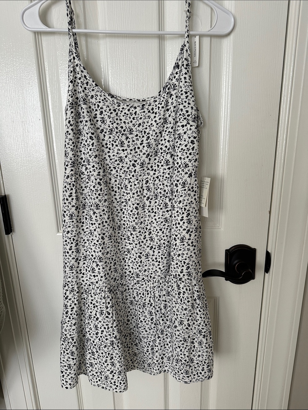 Hollister White Dress with Black Floral Print